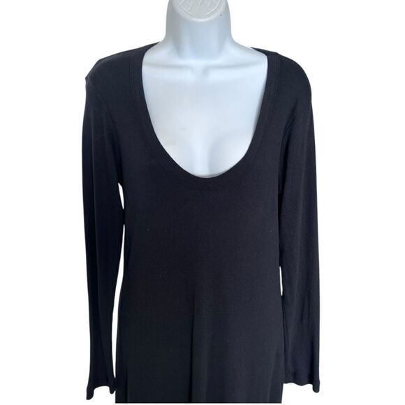 JAMES PERSE V-neck Ribbed Long Dress In Black Size 4 - Picture 2 of 8